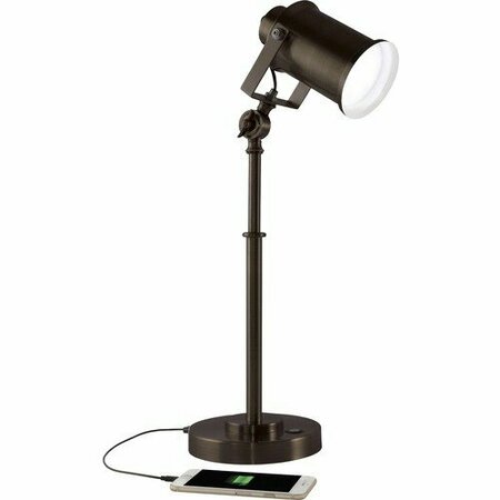 OTTLITE TECHNOLOGIES Lamp, USB Charging, LED, 485 Lumens, 6inDia Base, 9in-22inH, Bronze OTTCS01RB9SHPR